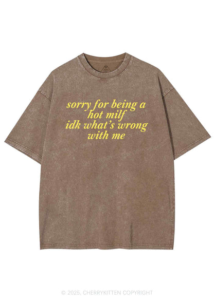 Sorry For Being A Hot Mxxf Y2K Washed Tee Cherrykitten