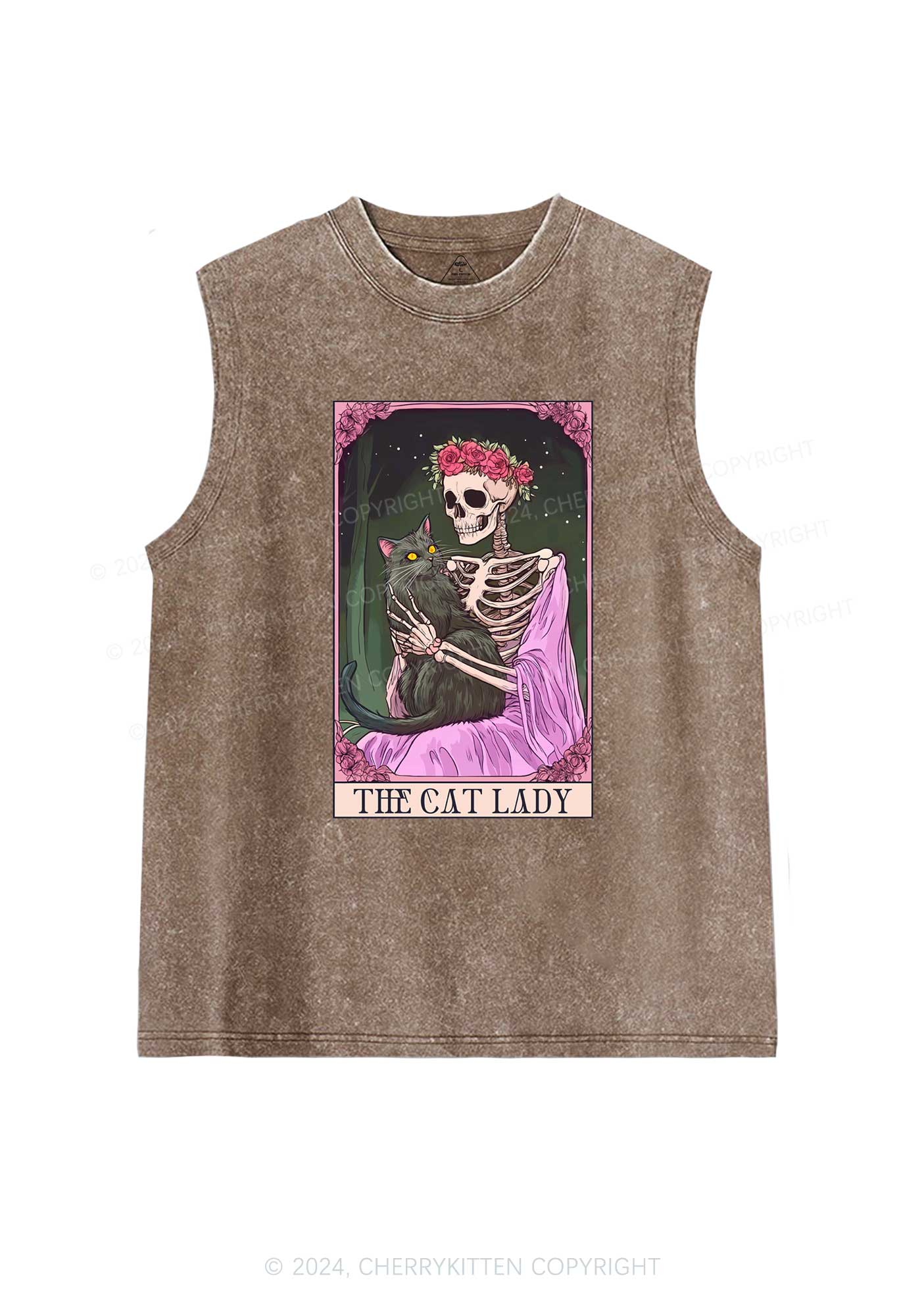 Skeleton Lady Y2K Washed Tank Cherrykitten