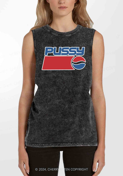 Red Blue Puxxy Y2K Washed Tank Cherrykitten