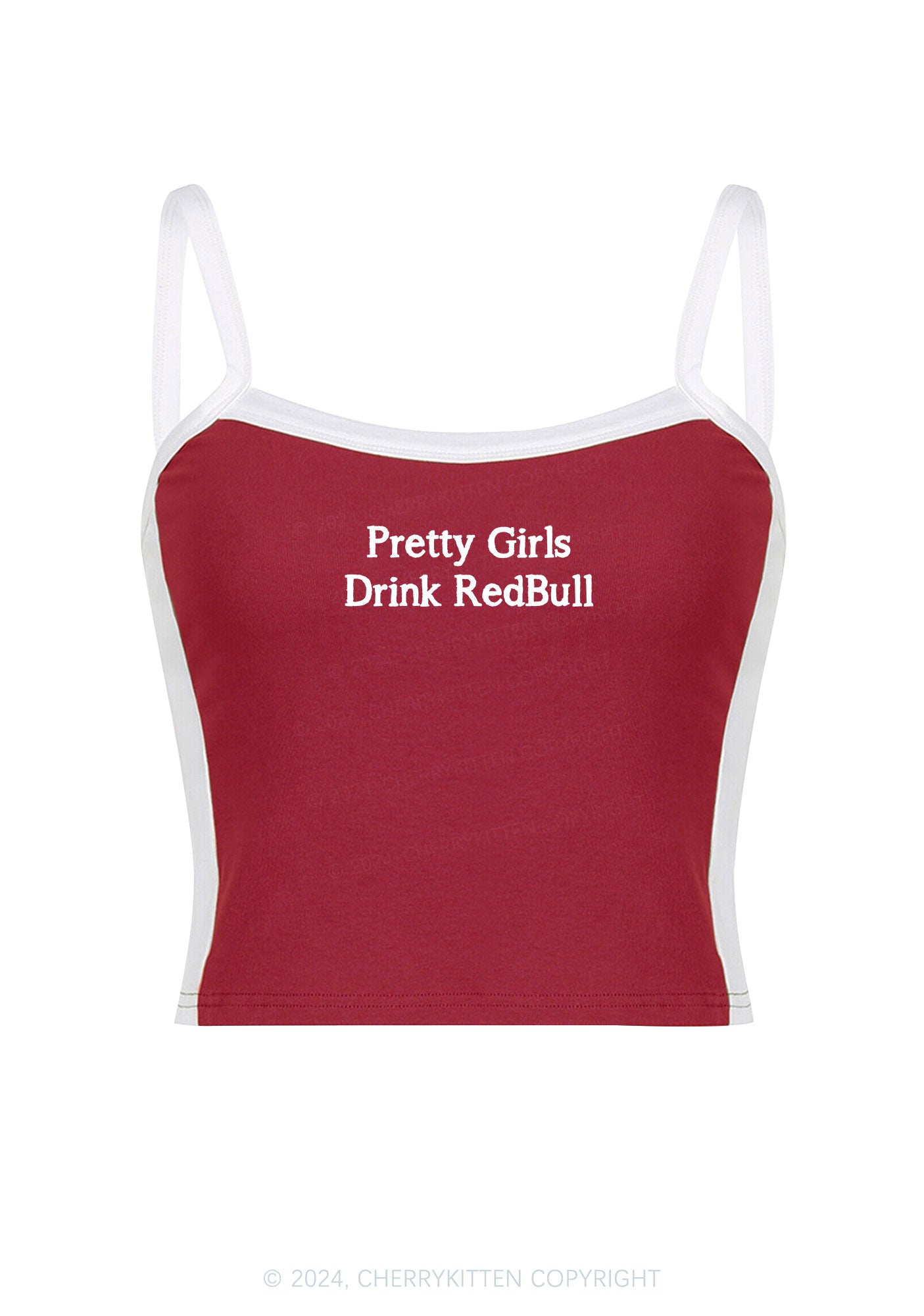 Pretty Girls Drink Redbull Y2K Color Block Crop Cami Top Cherrykitten