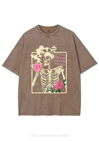 Skeleton Had Feelings Y2K Valentine's Day Washed Tee Cherrykitten