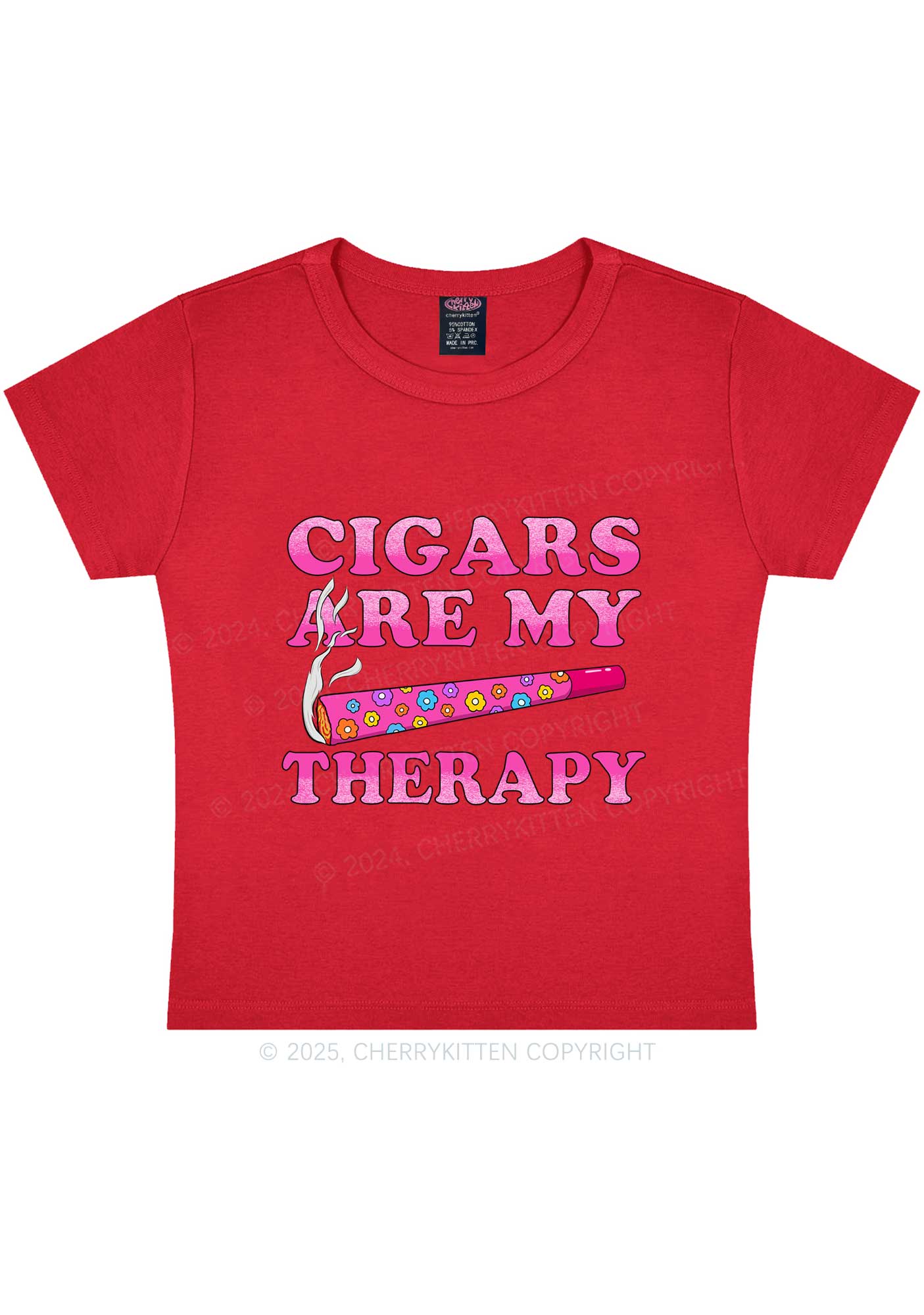 Cigars Are My Therapy Y2K Baby Tee Cherrykitten