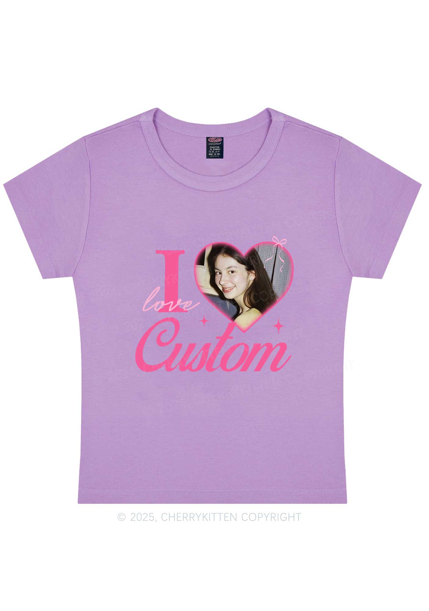 I Love Custom Photo Y2K Valentine's Day Baby Tee Cherrykitten