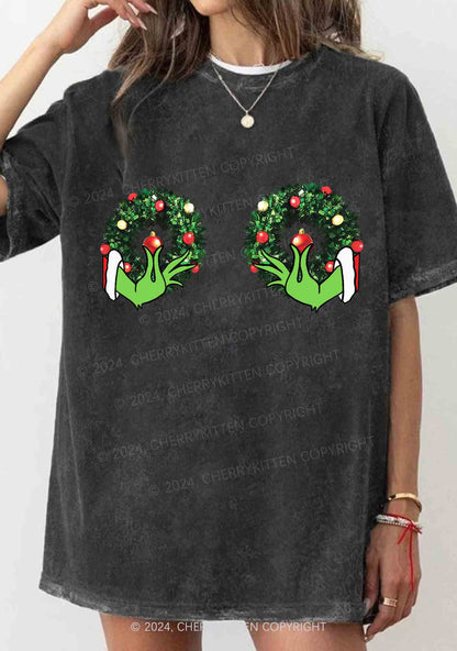 Christmas Wreath Y2K Washed Tee Cherrykitten