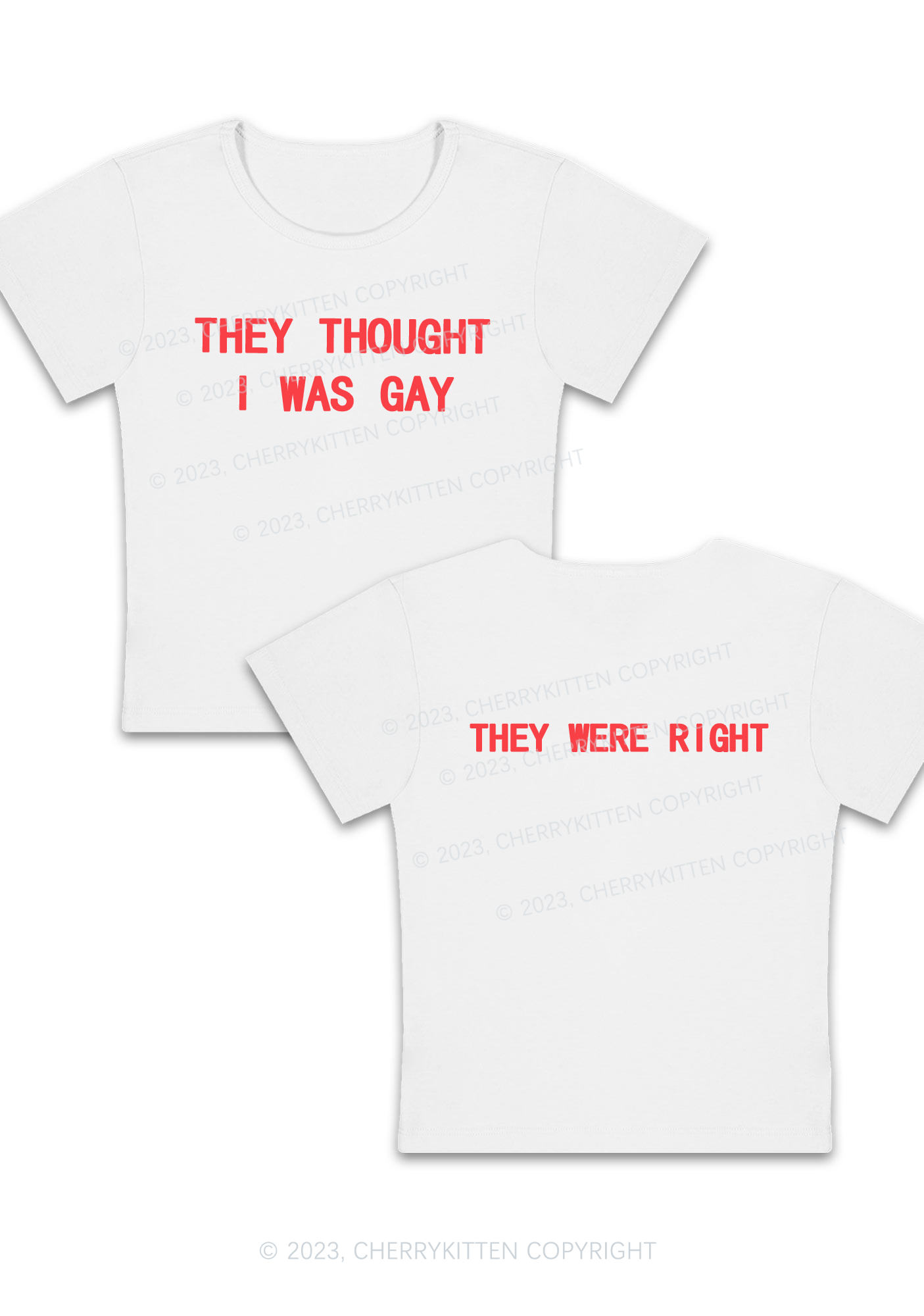 Curvy I Was Gay Two Sides Y2K Baby Tee Cherrykitten