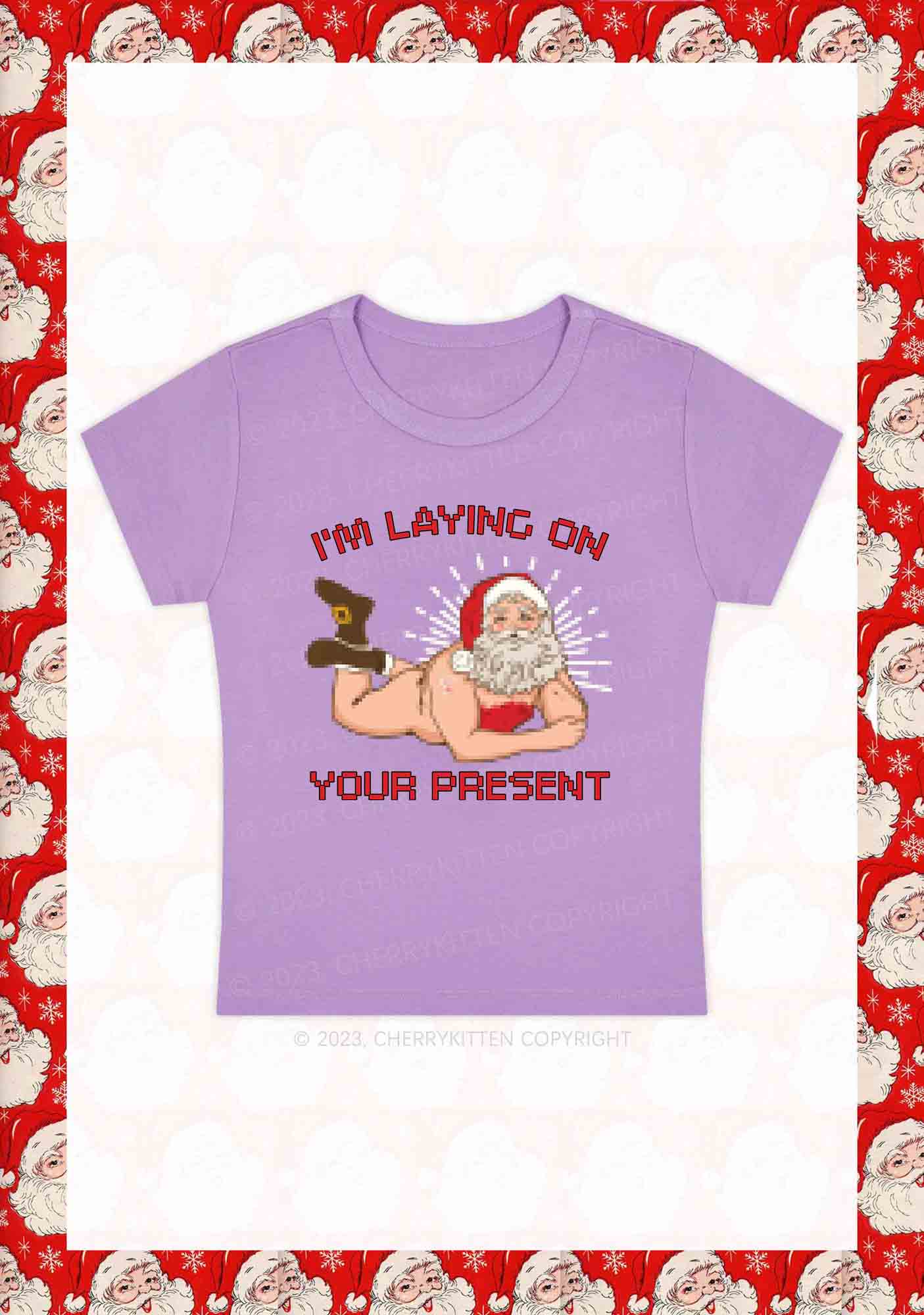 I'm Laying On Your Present Christmas Y2K Baby Tee Cherrykitten