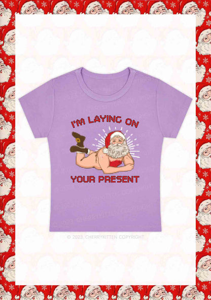 I'm Laying On Your Present Christmas Y2K Baby Tee Cherrykitten