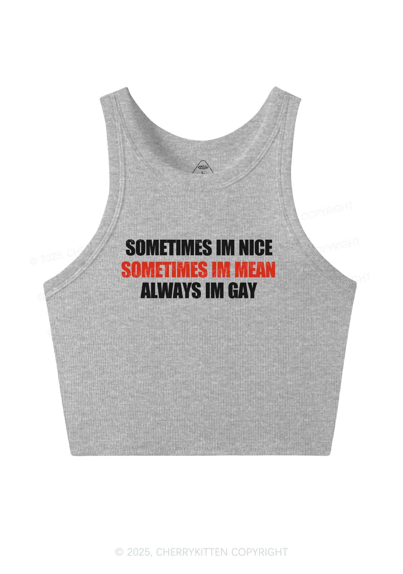 Sometimes Im Mean Y2K Crop Tank Top Cherrykitten