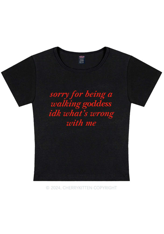 Sorry For Being A Walking Godness Y2K Baby Tee Cherrykitten