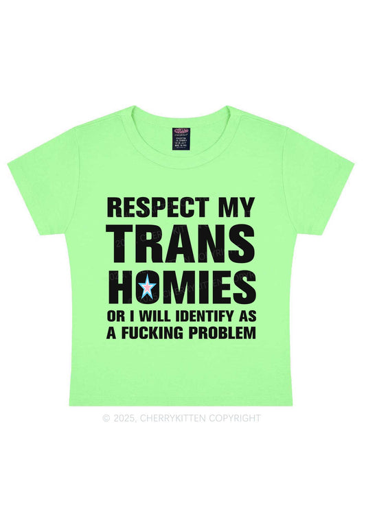 Respect My Trans Homies Y2K Baby Tee Cherrykitten