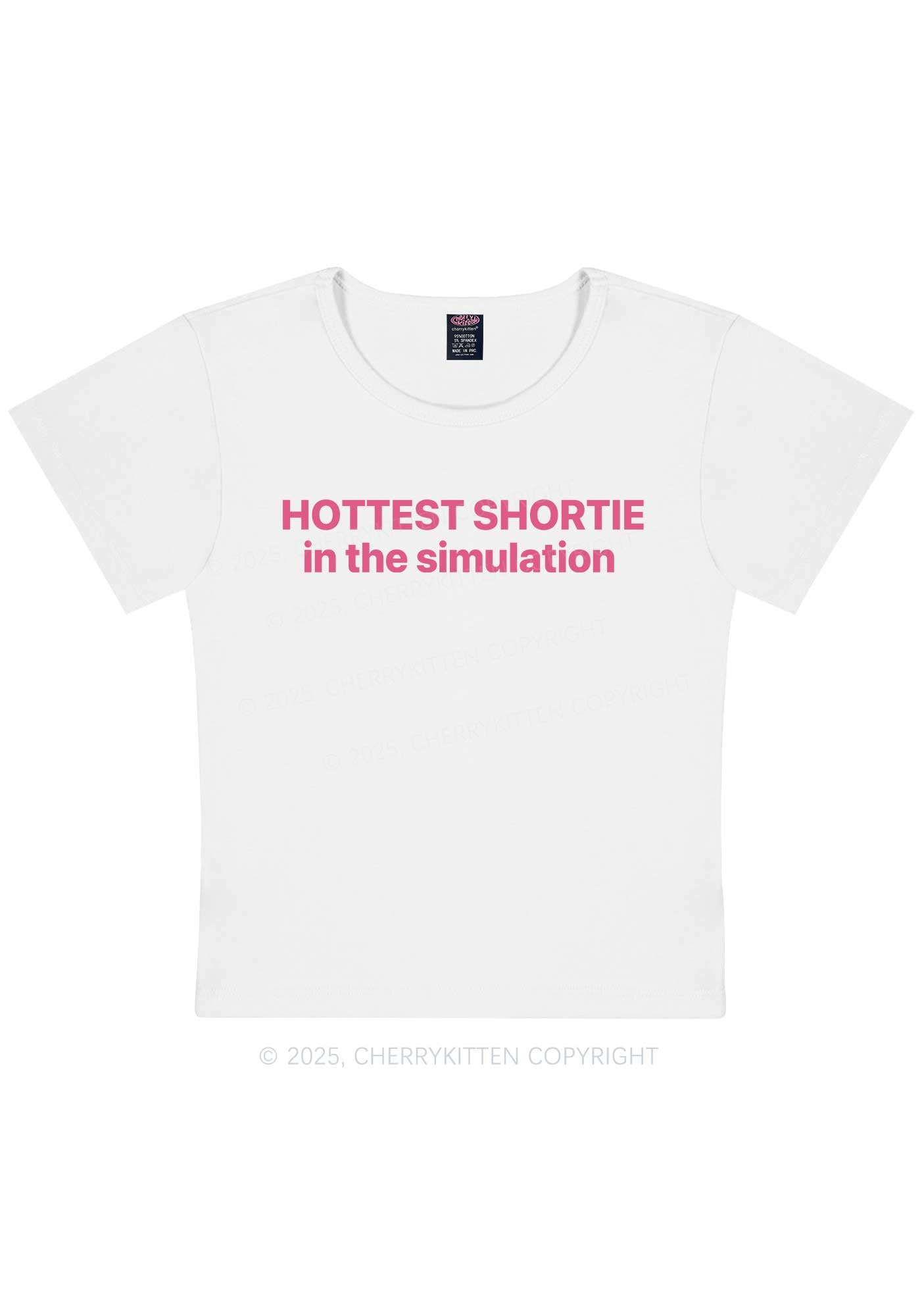 Hottest Shortie In The Simulation Y2K Baby Tee Cherrykitten