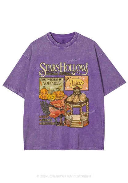 Halloween Stars Hollow Y2K Washed Tee Cherrykitten