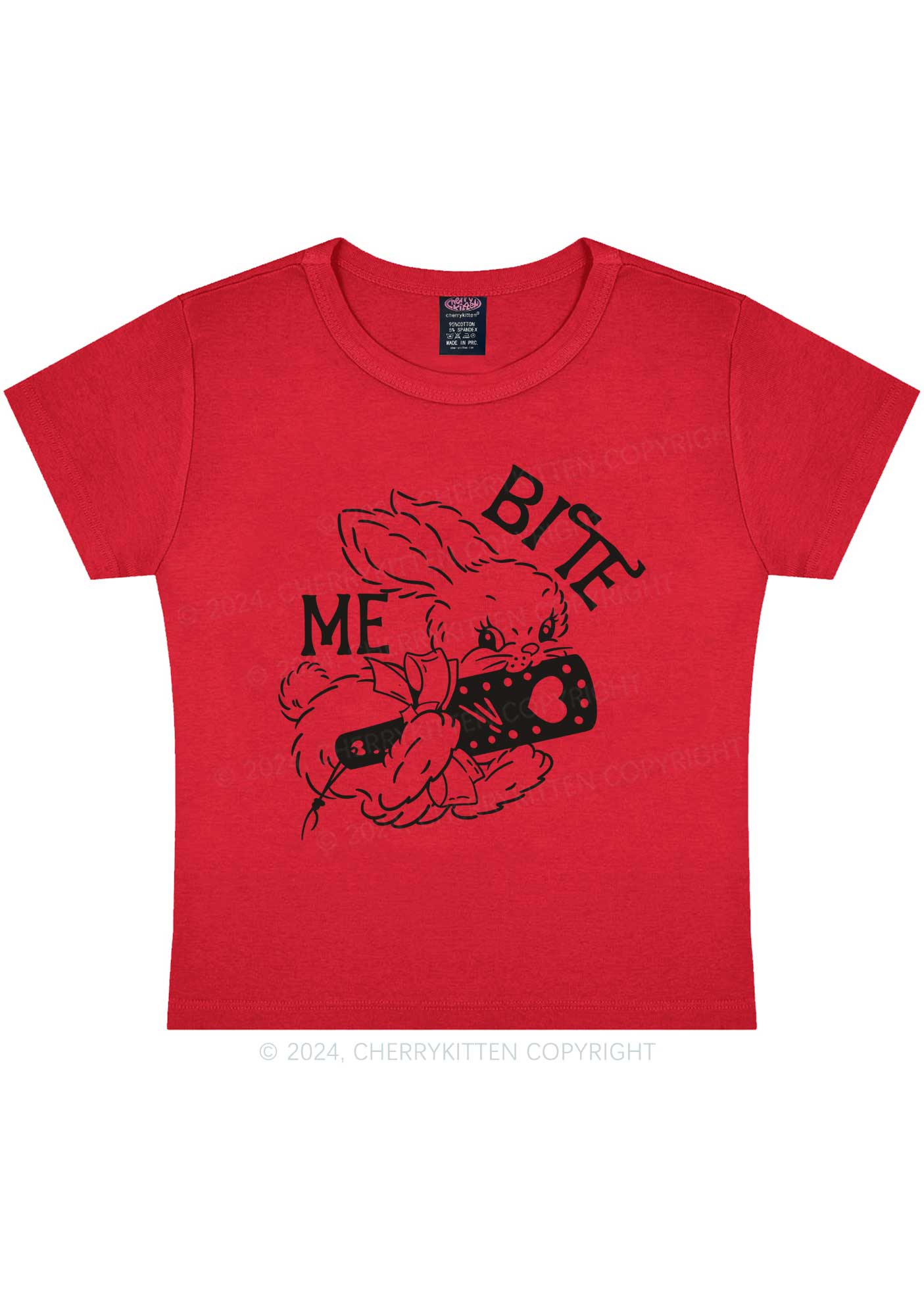 Bite Me Bunny Y2K Baby Tee Cherrykitten