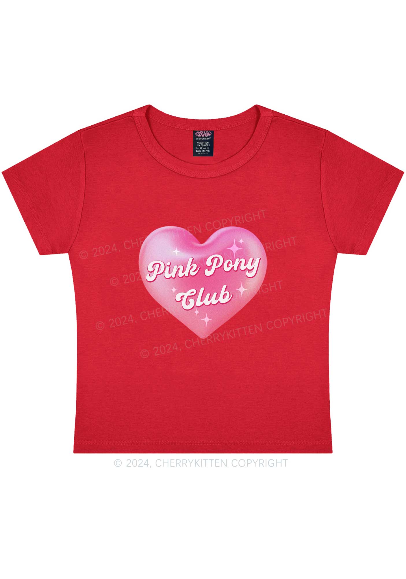 Pink Heart Pony Club Y2K Baby Tee Cherrykitten