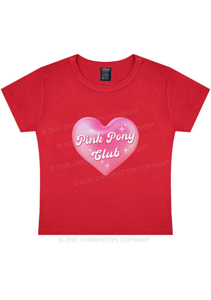 Pink Heart Pony Club Y2K Baby Tee Cherrykitten