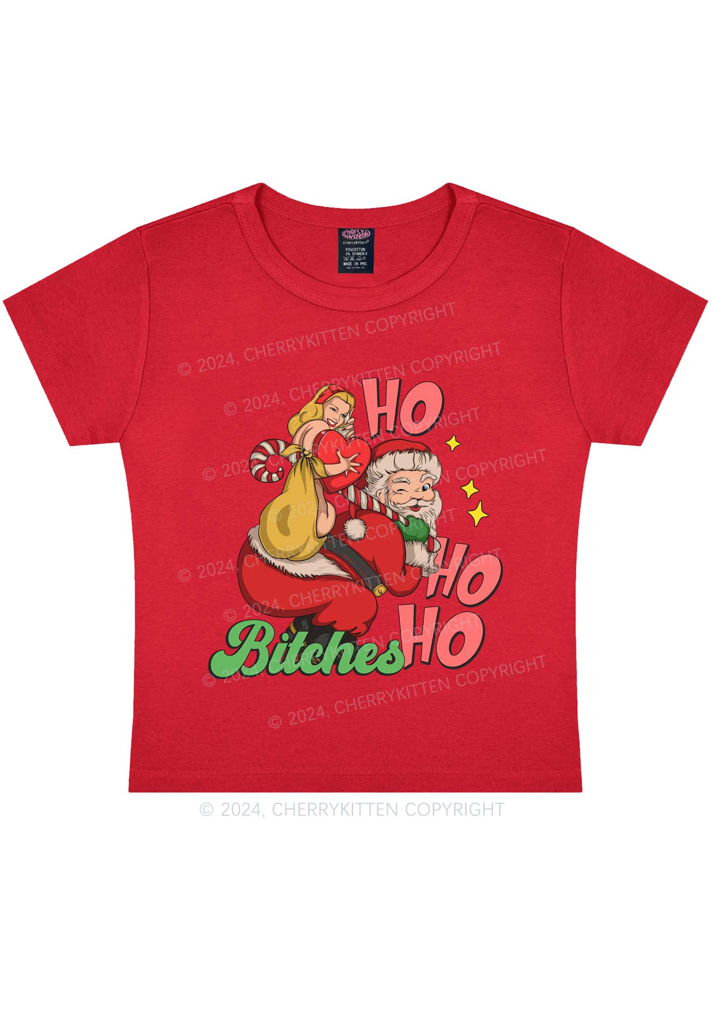 Christmas Ho Ho Ho Bxxches Y2K Baby Tee Cherrykitten