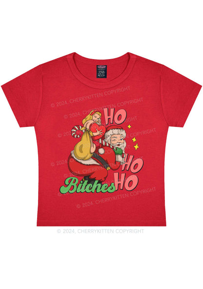 Christmas Ho Ho Ho Bxxches Y2K Baby Tee Cherrykitten