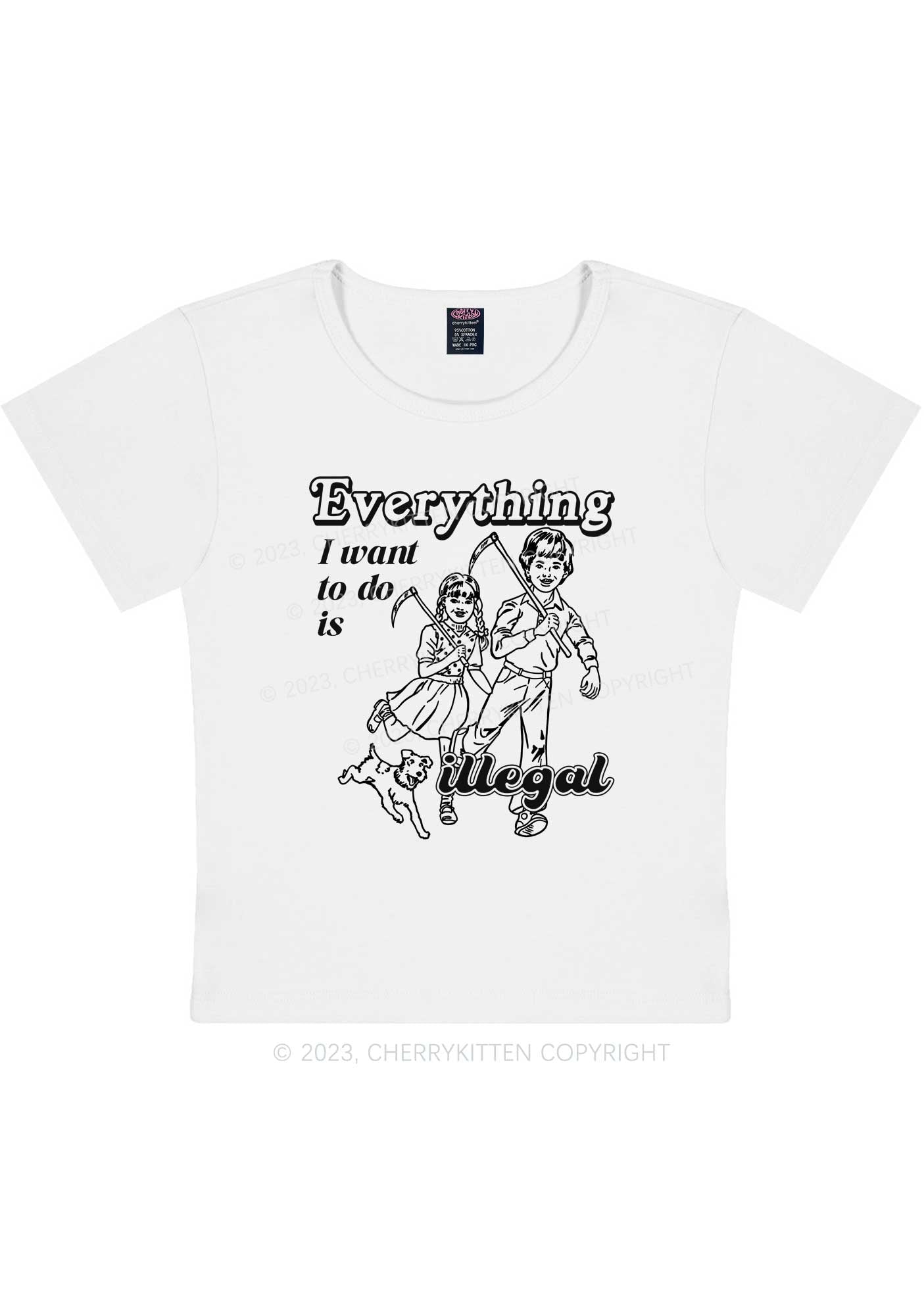 Everything Is Illegal Y2K Baby Tee Cherrykitten