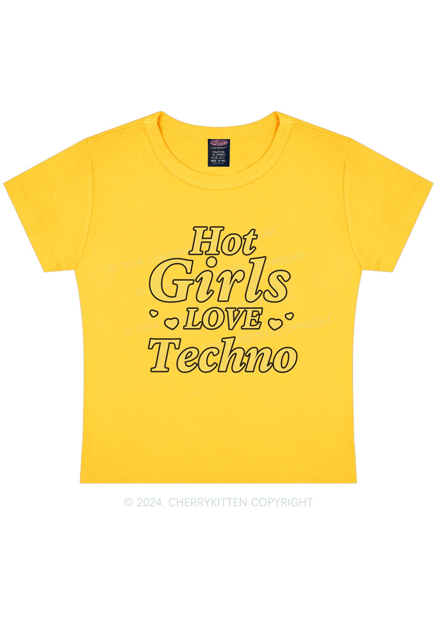 Hot Girls Love Techno Y2K Baby Tee Cherrykitten