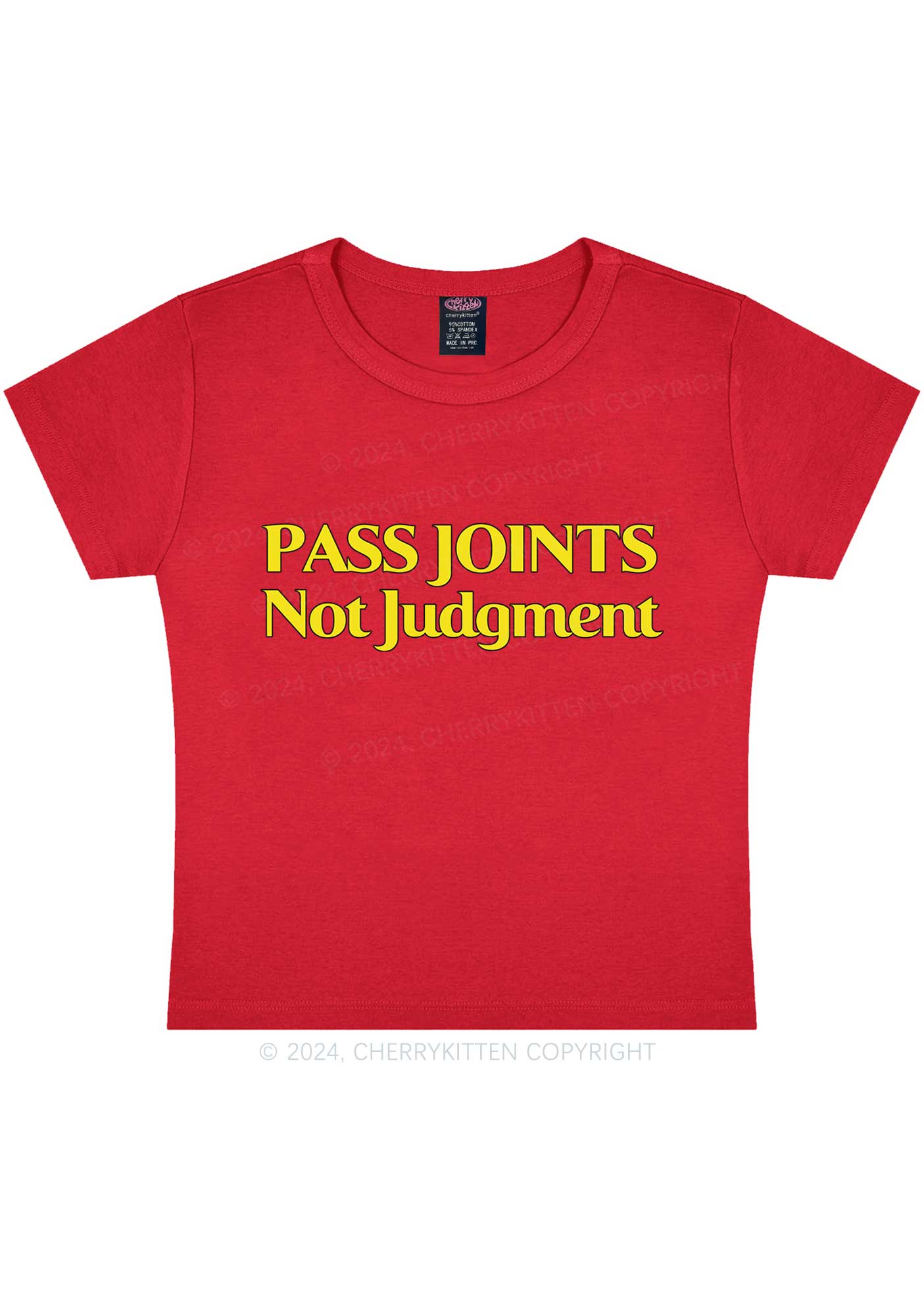 Pass Joints Not Judgment Y2K Baby Tee Cherrykitten