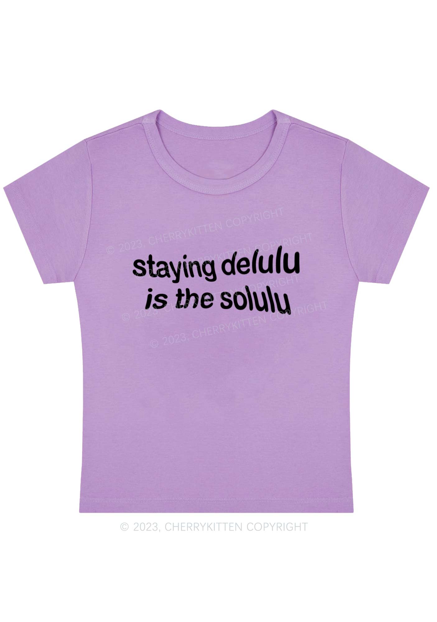 Curvy Staying Delulu Solulu Delusional Y2K Baby Tee Cherrykitten