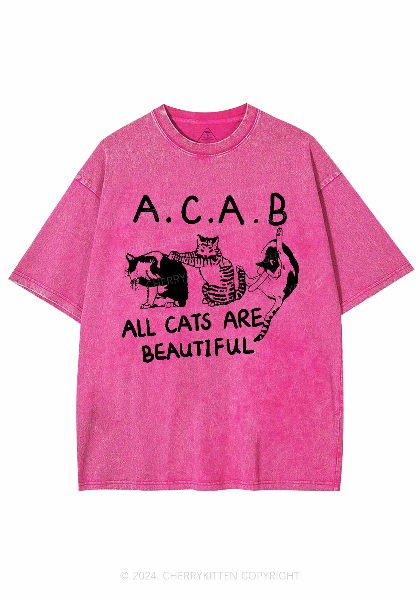 ACAB Cats Y2K Washed Tee Cherrykitten