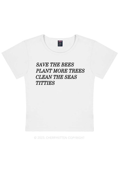 Save The Bees Y2K Baby Tee Cherrykitten