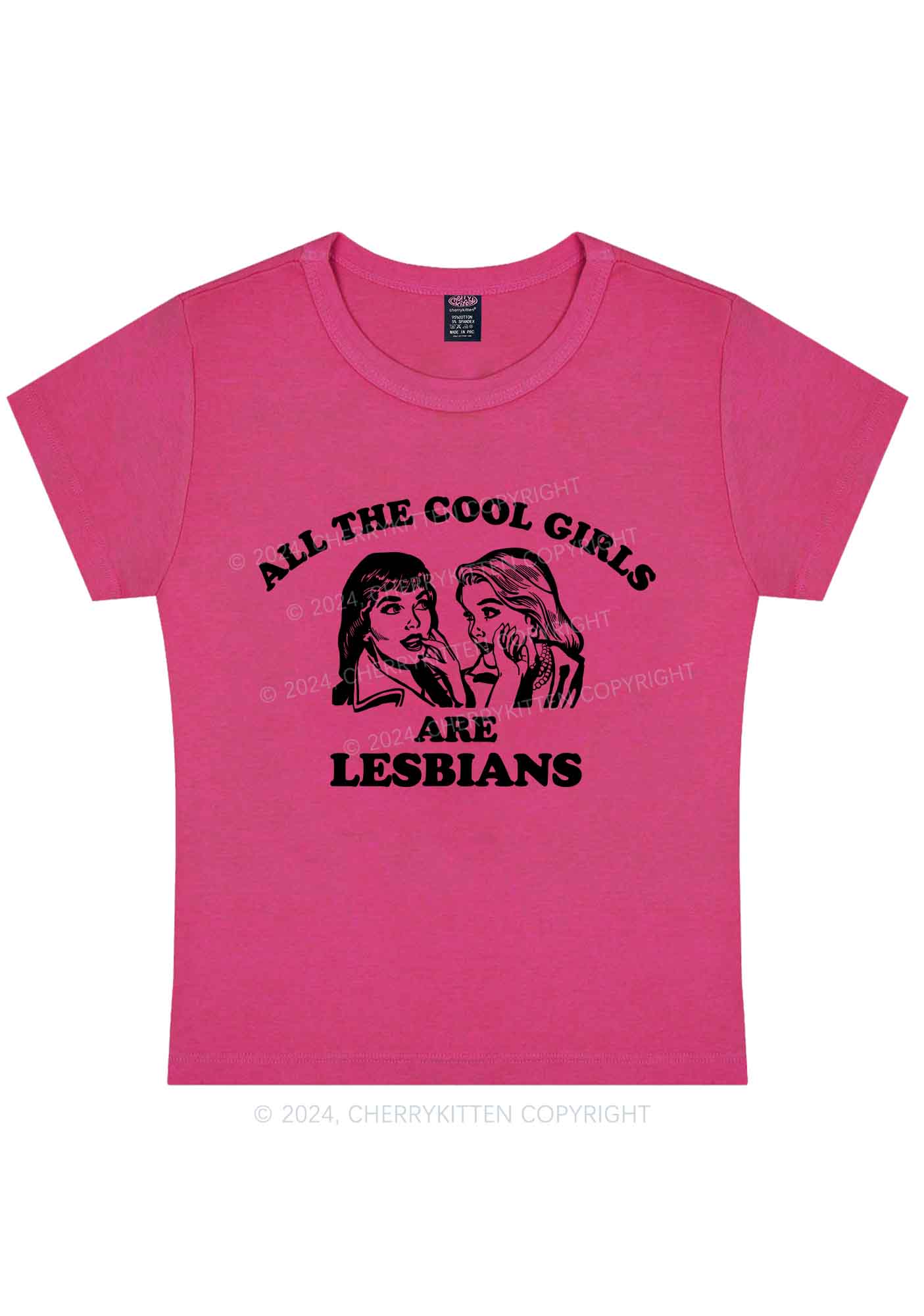 Curvy Cool Girls Lesbians Y2K Baby Tee Cherrykitten