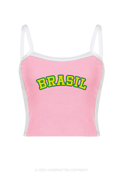 Brasil Y2K Color Block Crop Cami Top Cherrykitten