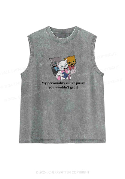 Personality Like Puxxy Y2K Washed Tank Cherrykitten