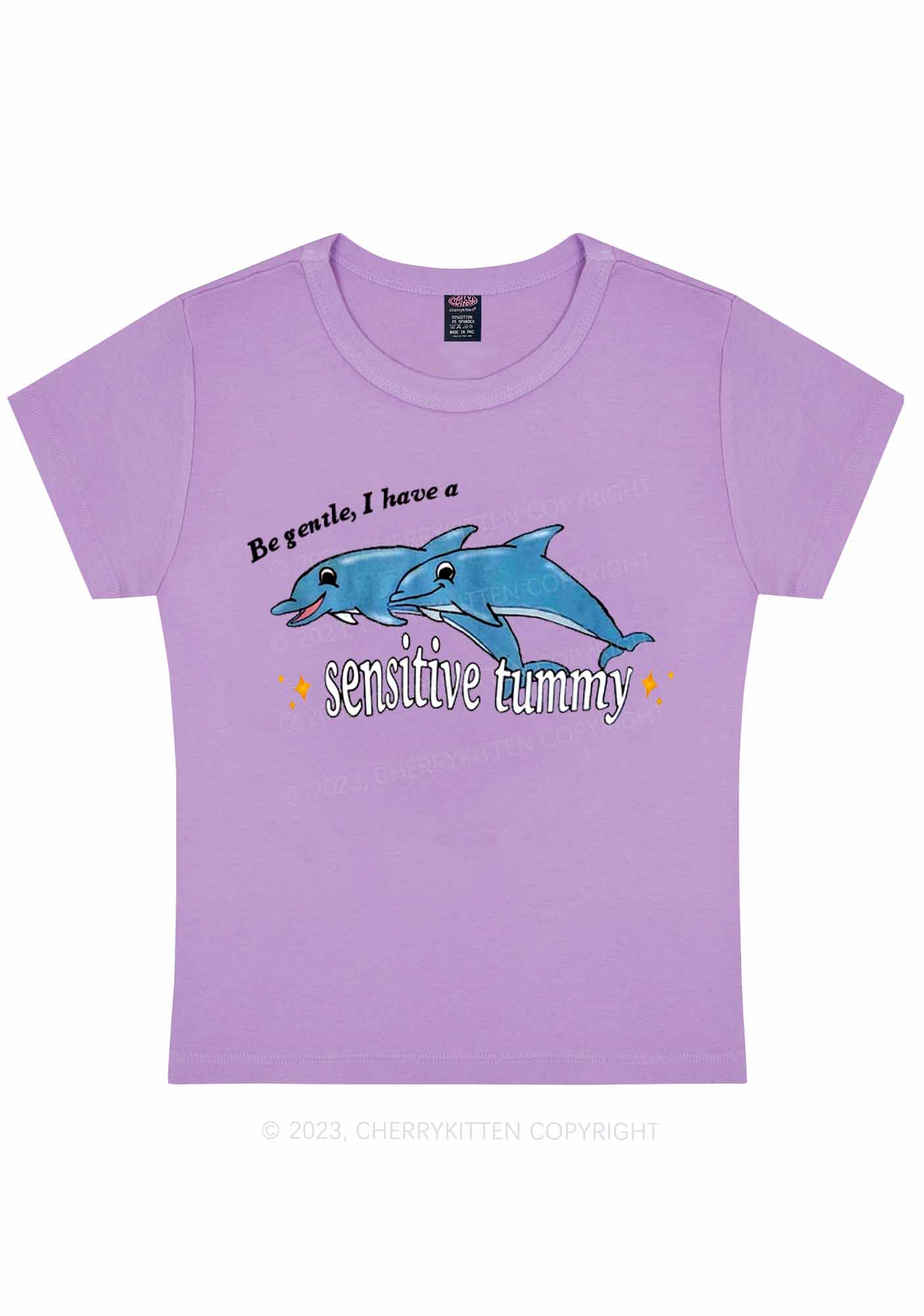 Sensitive Tummy Y2K Baby Tee Cherrykitten