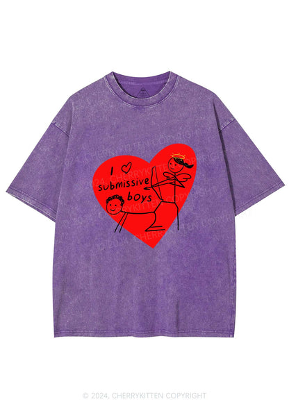 Girl Love S Boys Y2K Valentine's Day Washed Tee Cherrykitten