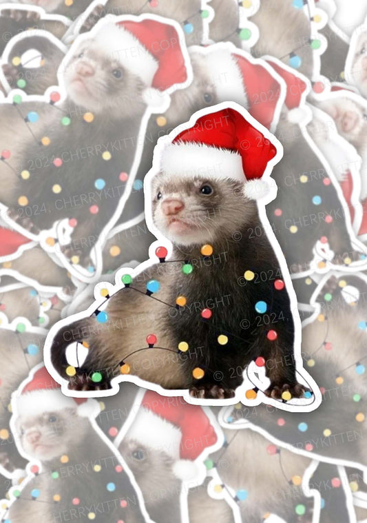 Christmas Ferret Lights 1Pc Y2K Sticker Cherrykitten