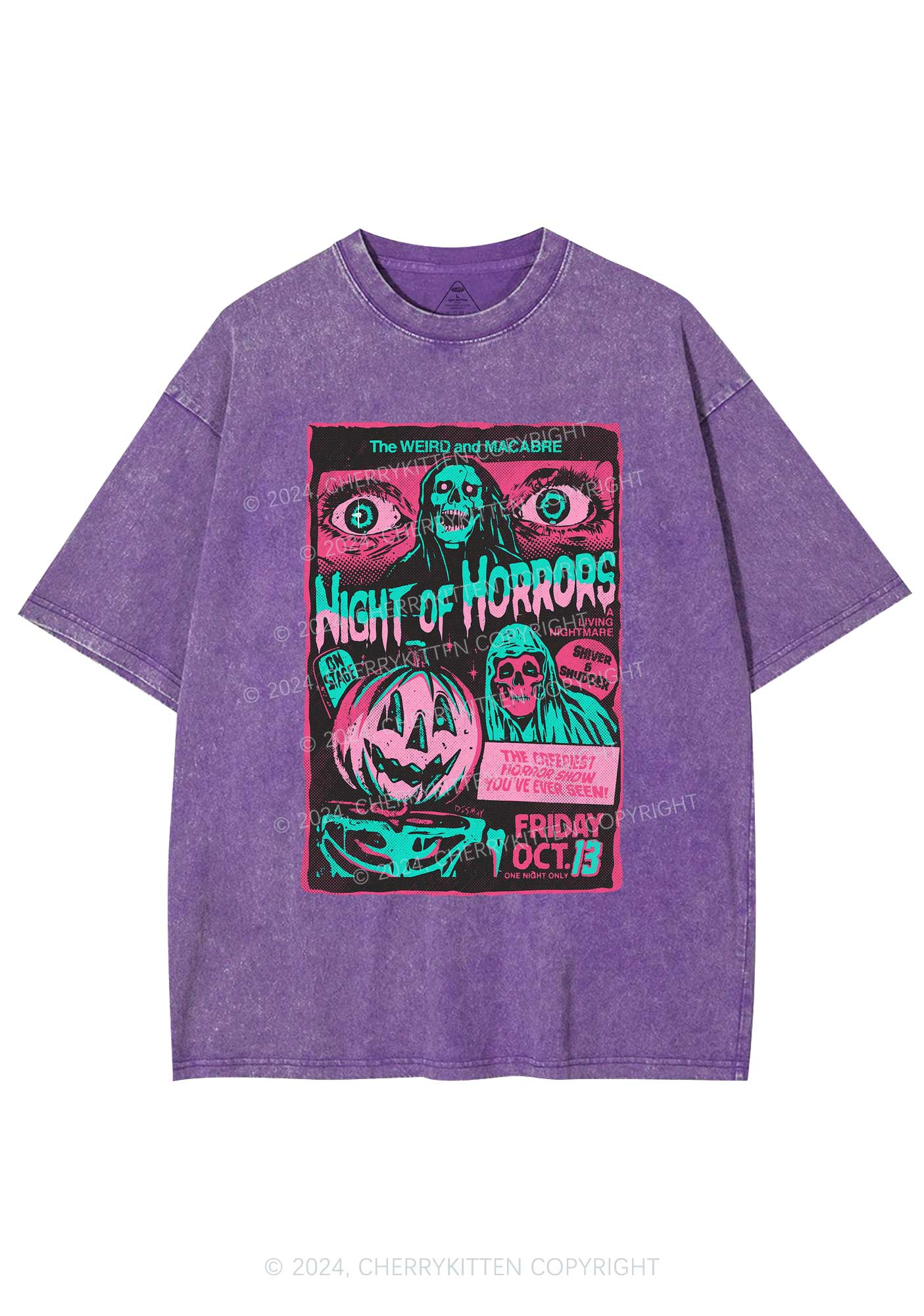 Halloween Nights Of Horrors Y2K Washed Tee Cherrykitten