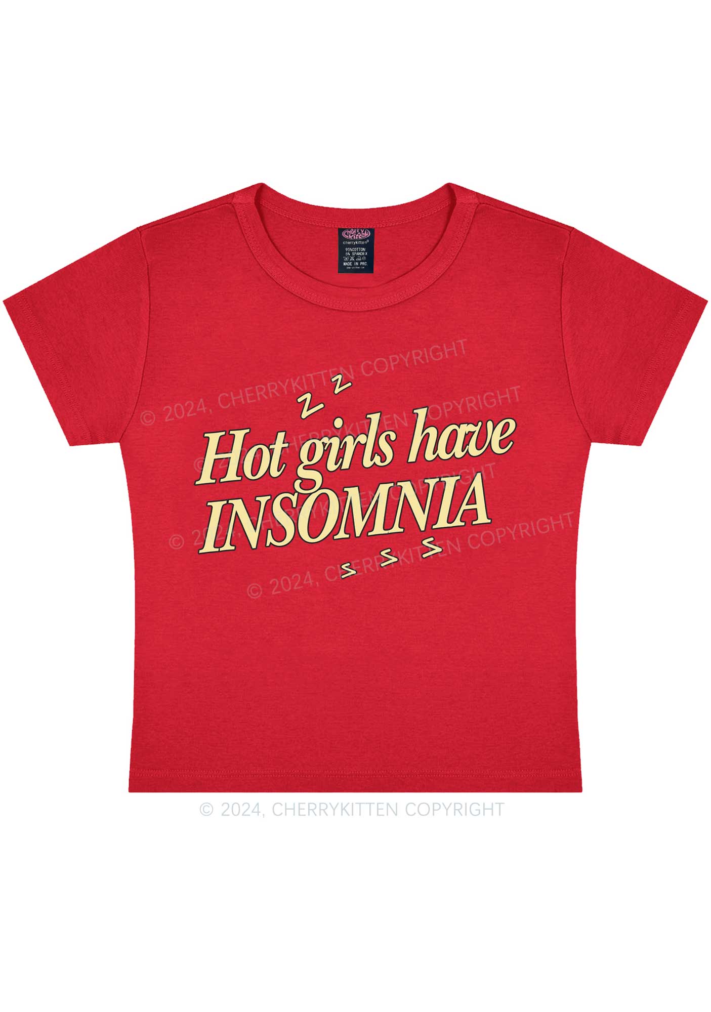 Hot Girls Have Insomnia Y2K Baby Tee Cherrykitten