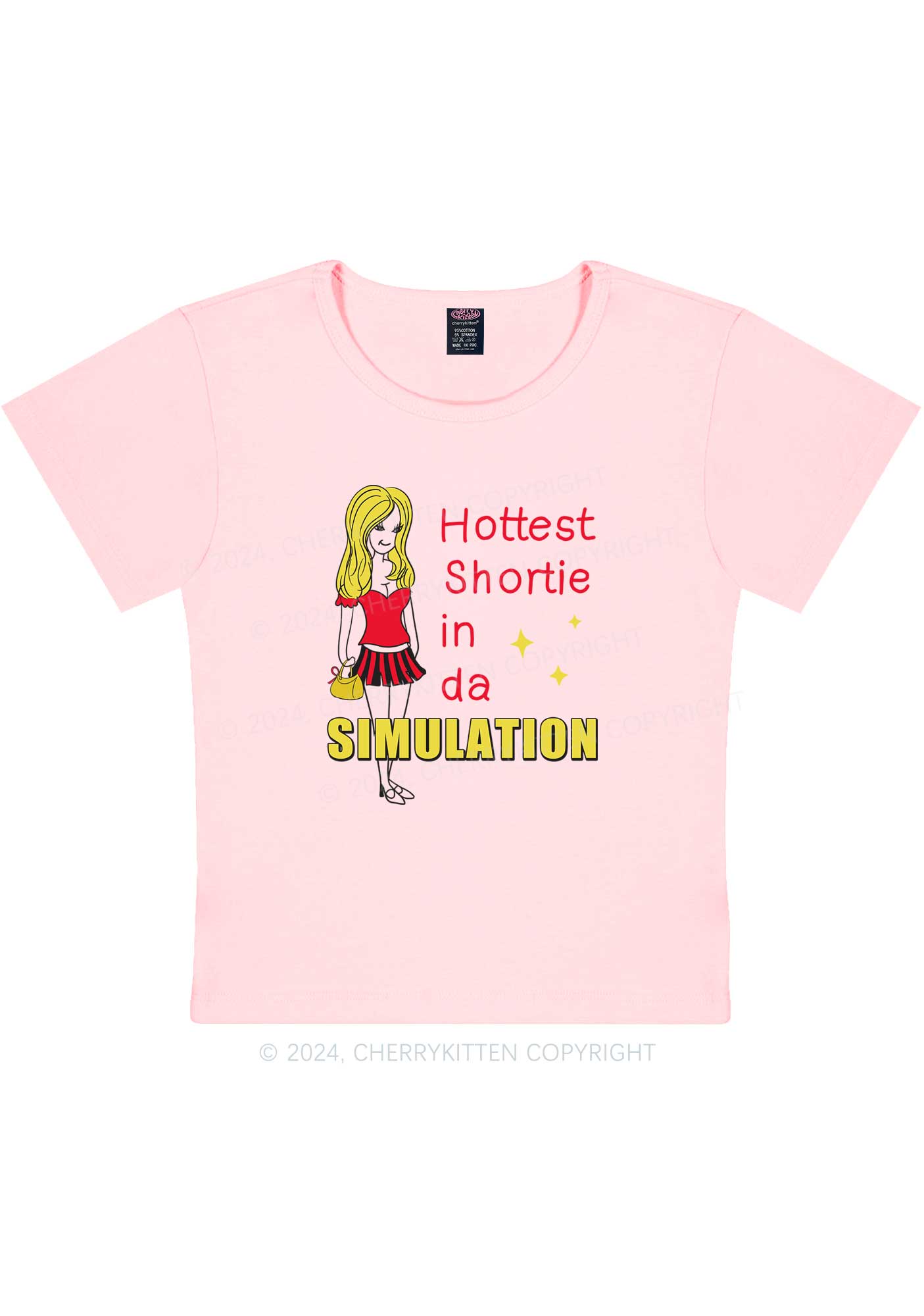 Hottest Shortie In Simulation Y2K Baby Tee Cherrykitten