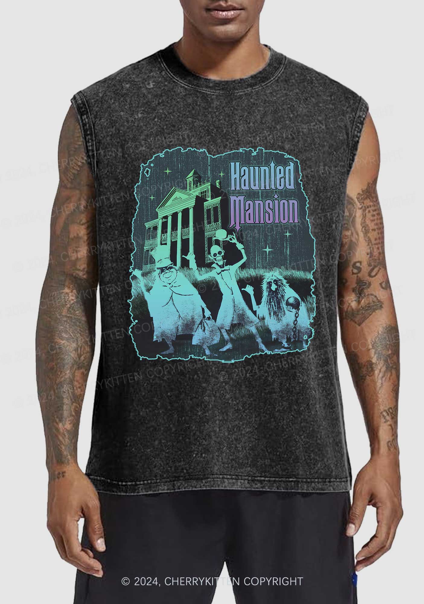 Halloween Haunted Mansion Y2K Washed Tank Cherrykitten