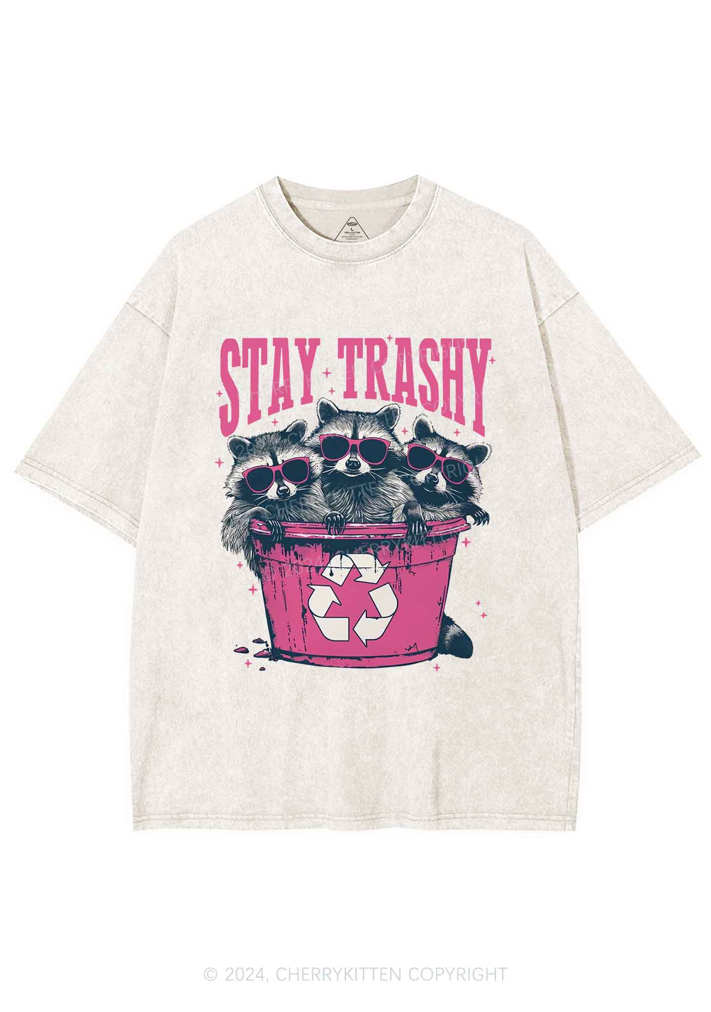 Three Raccoons Stay Trashy Y2K Washed Tee Cherrykitten