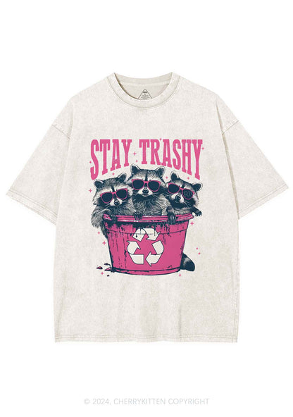 Three Raccoons Stay Trashy Y2K Washed Tee Cherrykitten