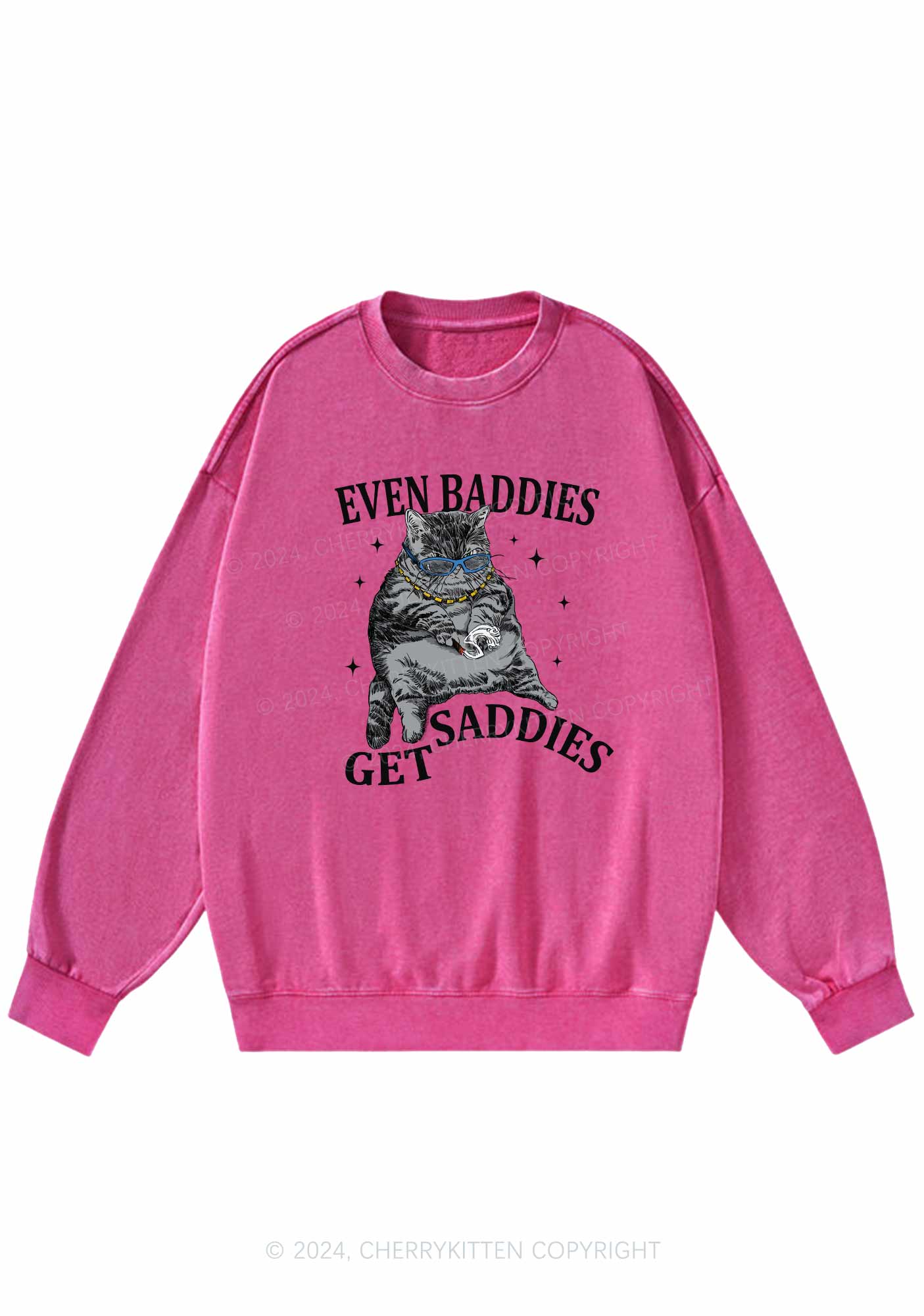 Even Baddies Get Saddies Y2K Washed Sweatshirts Cherrykitten