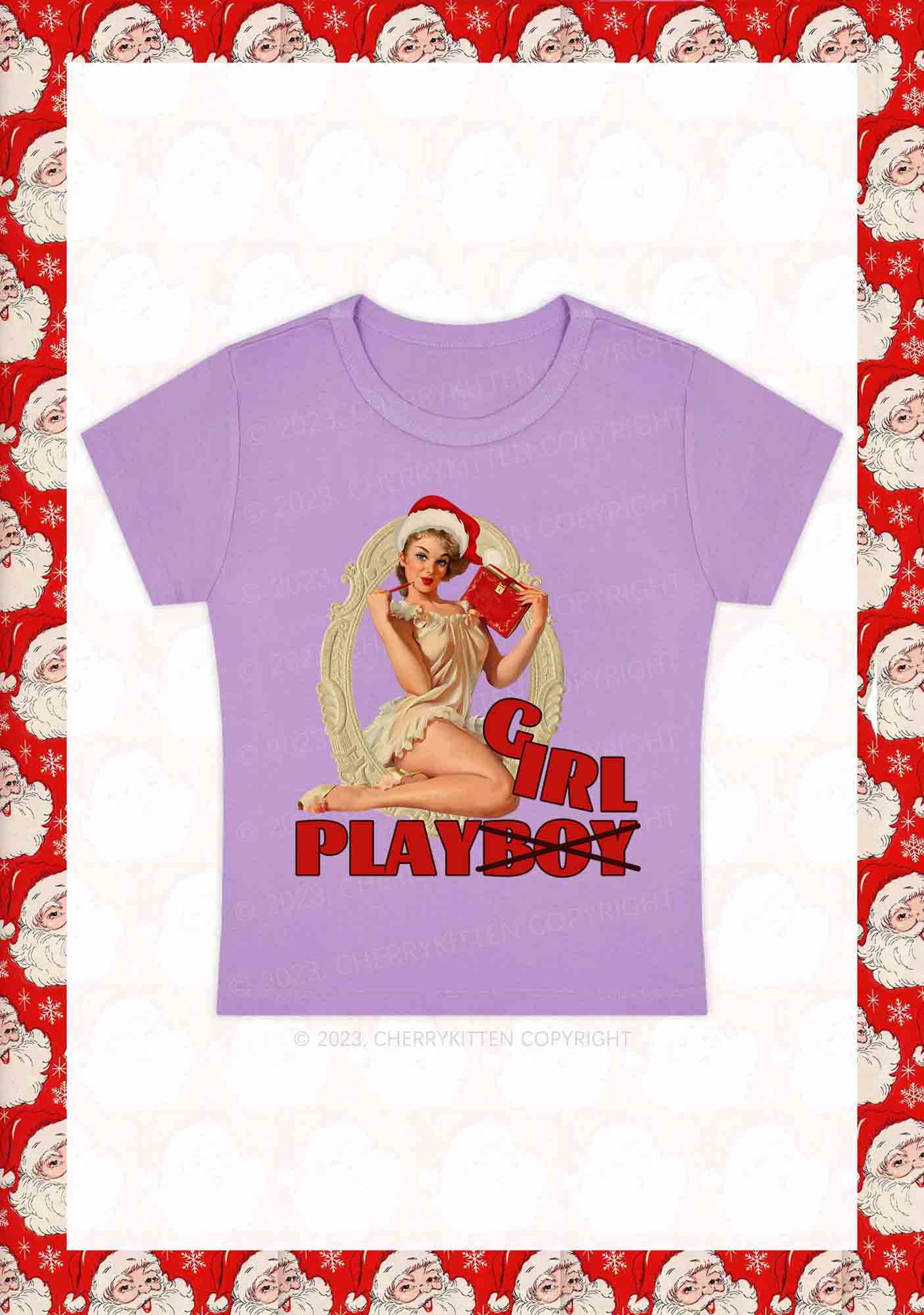 Girl Play Not Boy Christmas Y2K Baby Tee Cherrykitten