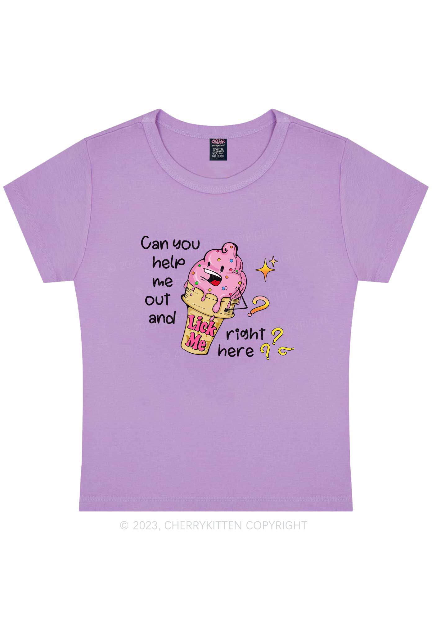 Curvy Lick Me Right Here Y2K Baby Tee Cherrykitten