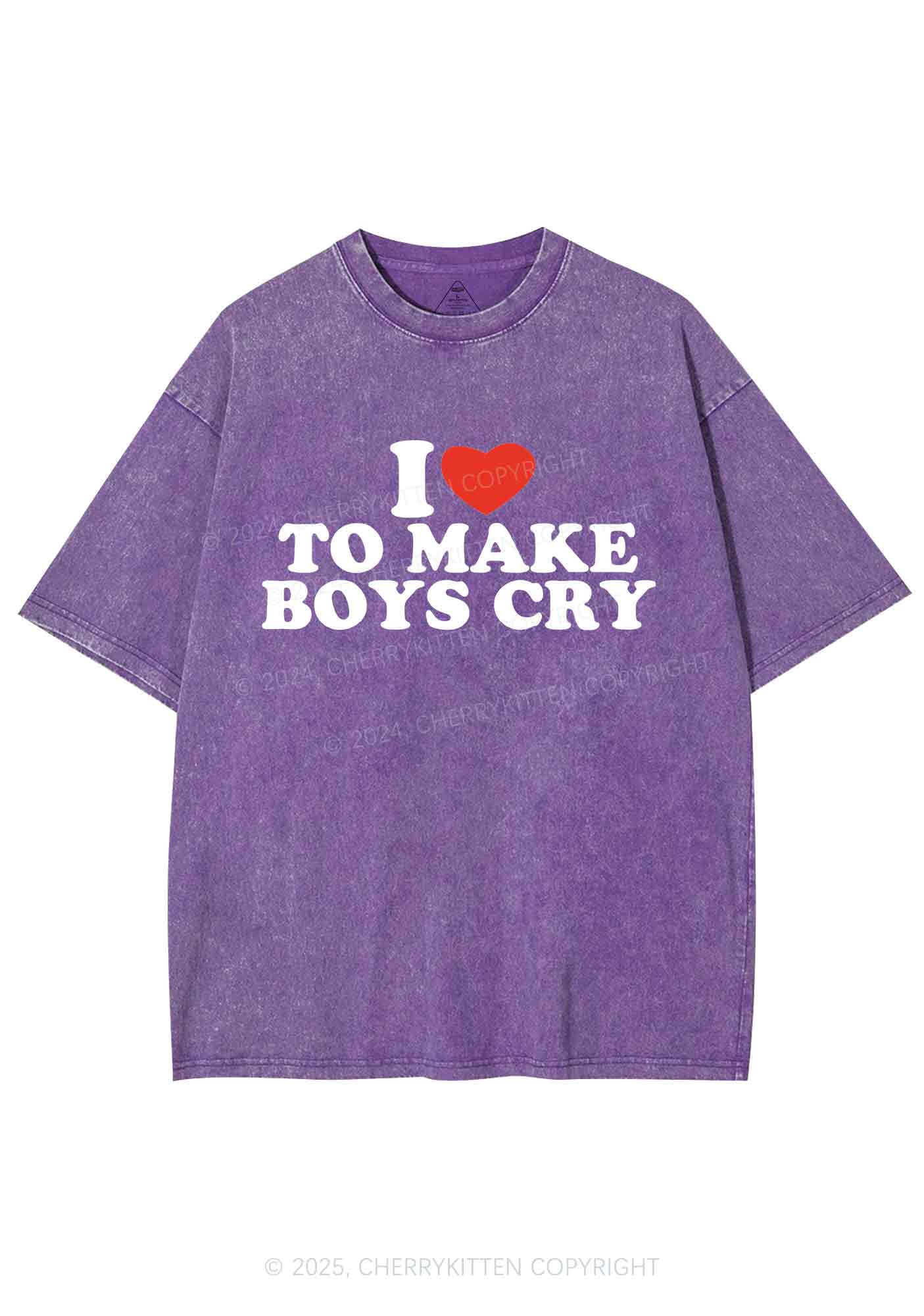 Love To Make Boys Cry Y2K Washed Tee Cherrykitten