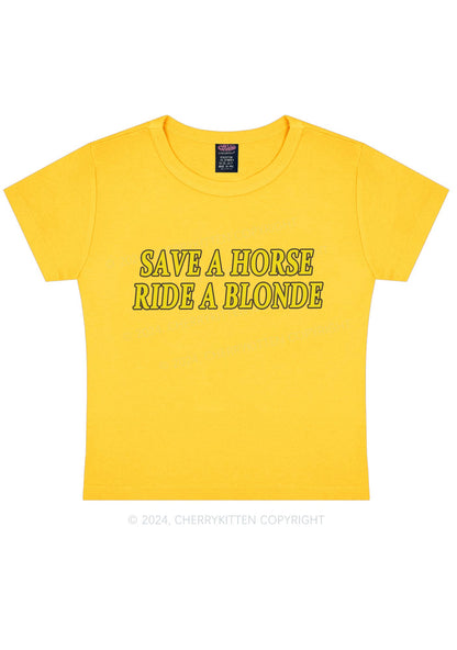 Save Horse Ride Blonde Y2K Baby Tee Cherrykitten