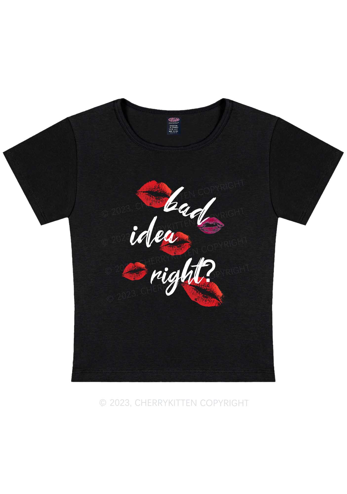 Bad Idea Right Y2K Baby Tee Cherrykitten