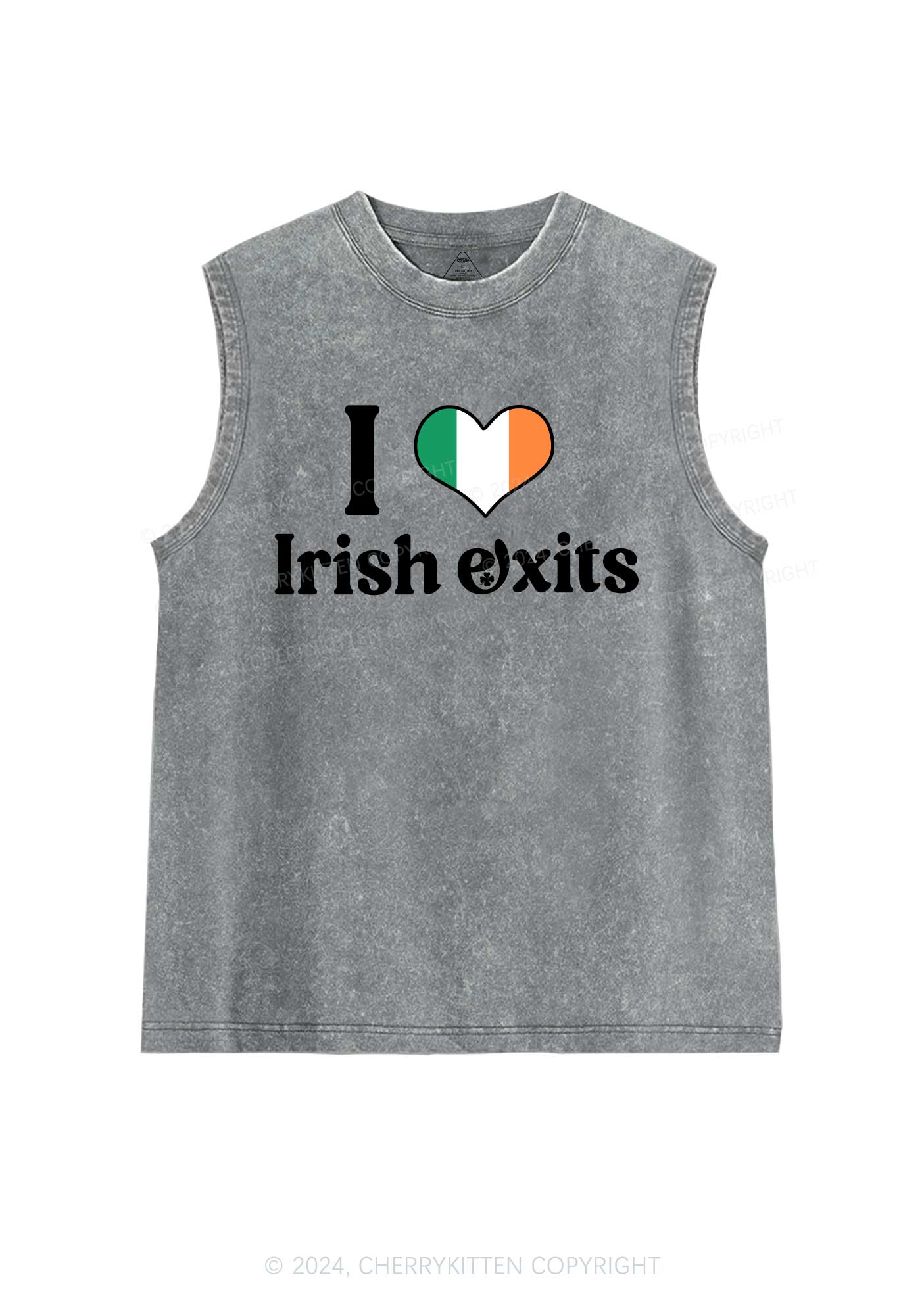 I Love Irish Exits St Patricks Y2K Washed Tank Cherrykitten