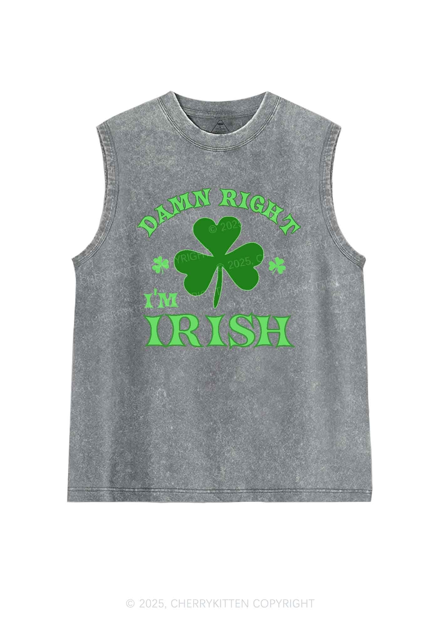 Damn Right Im Irish St Patricks Y2K Washed Tank Cherrykitten