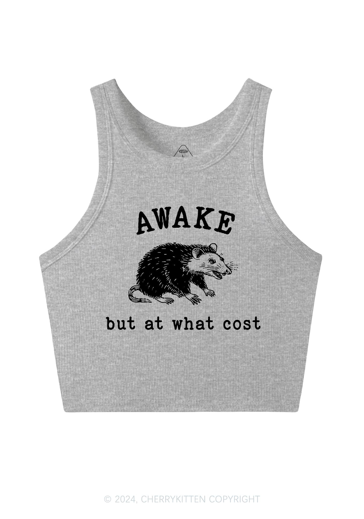 Awake But At What Cost Y2K Crop Tank Top Cherrykitten