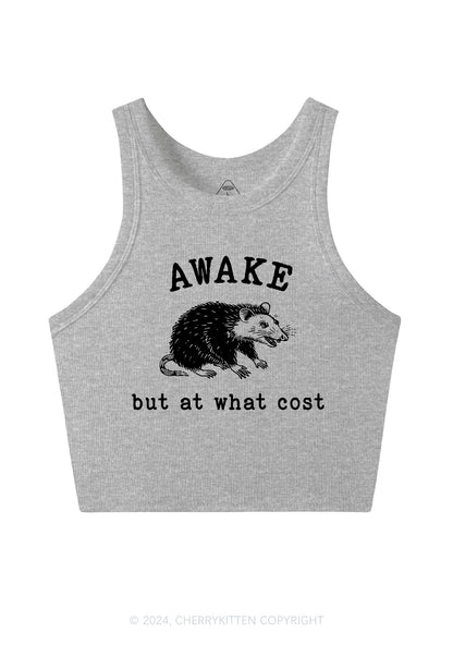 Awake But At What Cost Y2K Crop Tank Top Cherrykitten