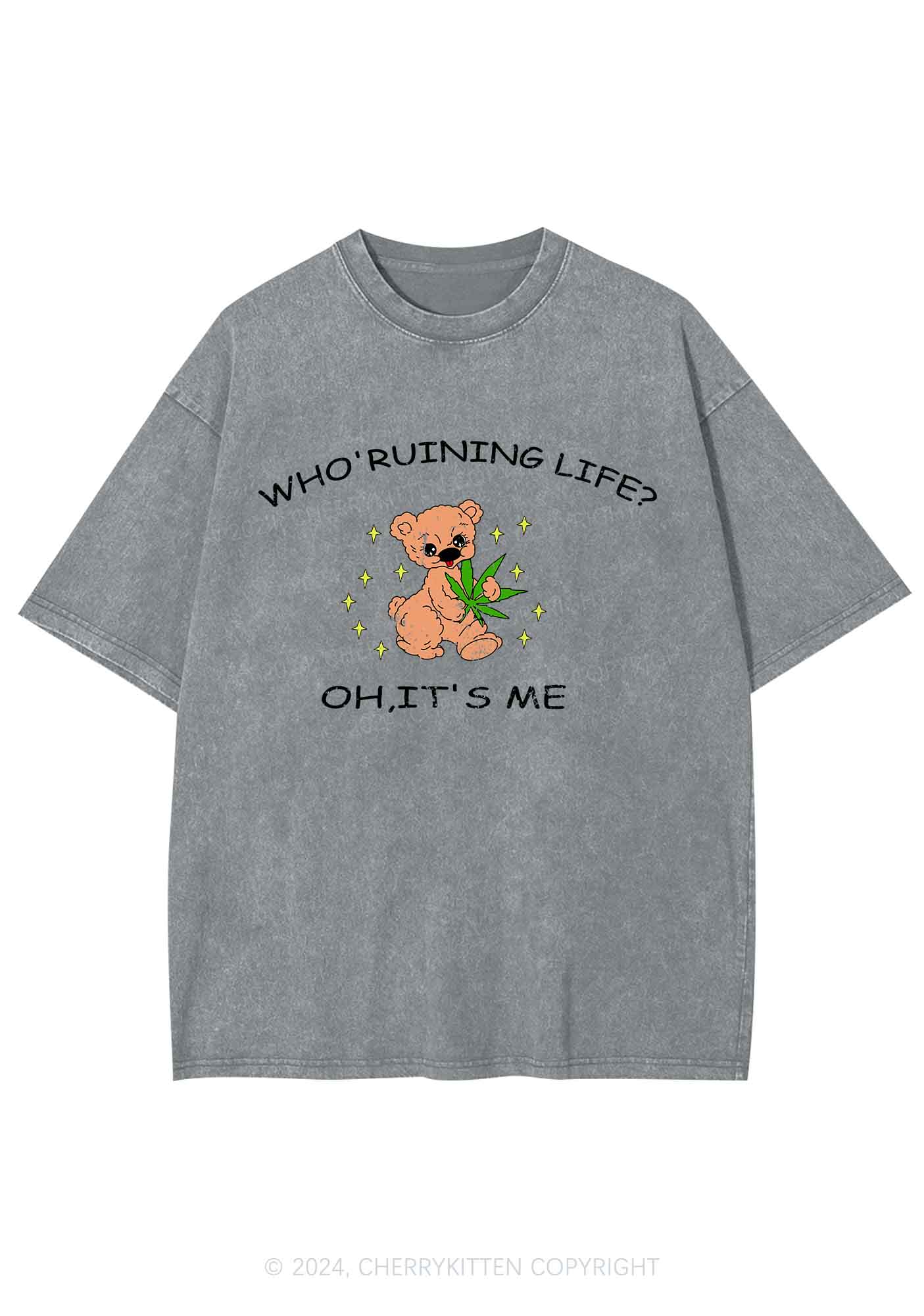 Who' Ruining Life Y2K Washed Tee Cherrykitten